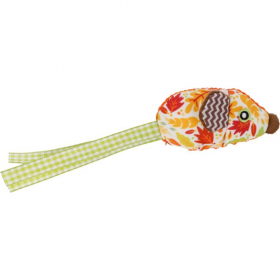 Играчка за котка Flamingo Jade Mouse Orange 18 см - мишка с котешка трева, шумящ ефект и ленти